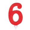 Vela 6 Vermelho Glitter Grande